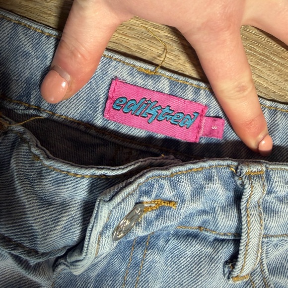 EDIKED Raelynn light Washed Low Rise wide leg Y2K Streetwear Skater Jeans - Picture 8 of 13